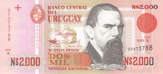 Uruguay 2000 Pesos p68a 1989